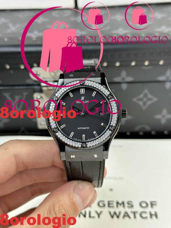 Hublot Classic Fusion Black Magic Diamond Cassa in Ceramica Pietre sulla Lunetta Migliore Replica JJZ 42mm Orologio
