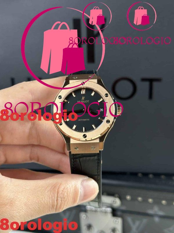 Hublot Classic Fusion King Gold Quadrante Nero Miglior Replica JJF 38mm Orologio