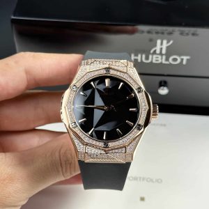 Hublot Classic Fusion Orlinski King Gold Pavé Quadrante Nero Miglior Replica 40mm Orologio