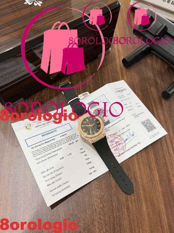 Hublot Classic Fusion Orlinski King Gold Pavé Quadrante Nero Moissanite Replica 40mm Orologio - immagine 2