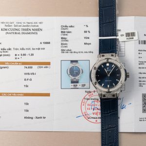 Hublot Classic Fusion Quadrante Blu in Titanio Replica Personalizzata con Diamanti Naturali Super Clone JJF 38mm Orologio