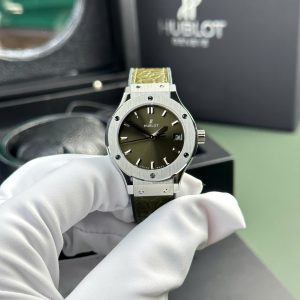 Replica Hublot Classic Fusion Titanio Quadrante Verde Quarzo Cinturino in Pelle Donna 33mm Orologio