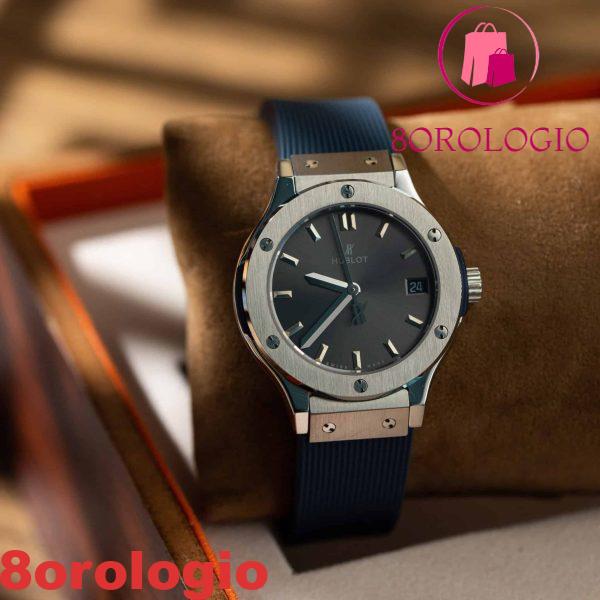 Replica Orologio Donna Hublot Classic Fusion Titanio Quadrante Grigio Gomma 33mm Orologio - immagine 3