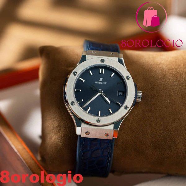 Replica Orologio da Donna Hublot Classic Fusion in Titanio Quadrante Blu Navy Pelle 33mm Orologio - immagine 3
