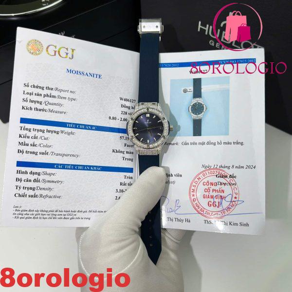 Hublot Classic Fusion Titanium Pavé Quadrante Blu Gomma Replica Moissanite 33mm Orologio