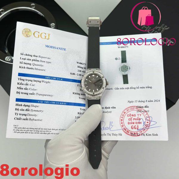 Hublot Classic Fusion Titanium Pavé Quadrante Grigio Gomma Custom Moissanite Migliore Replica 33mm Orologio