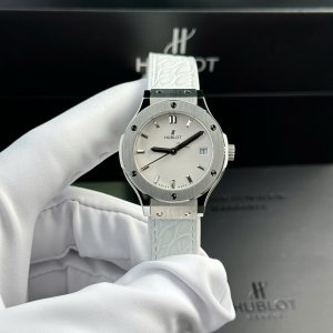Hublot Classic Fusion Titanio Quadrante Bianco Quarzo Cinturino in Pelle Donna Replica 33mm Orologio