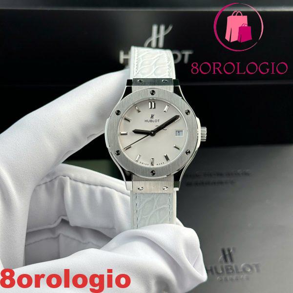 Hublot Classic Fusion Titanio Quadrante Bianco Quarzo Cinturino in Pelle Donna Replica 33mm Orologio - immagine 2