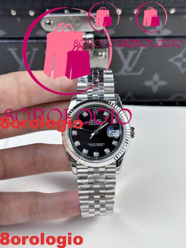 Rolex Datejust 126234 Quadrante Nero Diamanti Jubilee 1:1 Replica 36mm Orologio - immagine 4