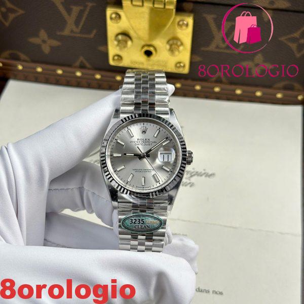 Rolex Datejust 126234 Quadrante Argentato Luminosa Bracciale Jubilee 1:1 Migliore Replica Clean Factory 36mm Orologio