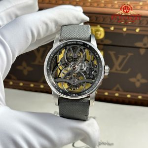 Audemars Piguet Code 11.59 Tourbillon Openworked 26600CR Quadrante Grigio Cinturino in Tessuto Migliore Replica 1:1 APPF 41mm Orologio