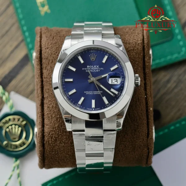 Rolex Datejust 126300 Quadrante Blu Lunetta Liscia Bracciale Oyster 1:1 Migliore Replica VSF 41mm Orologio