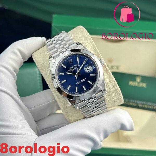 Replica Rolex Datejust 126300-0002 Quadrante Blu Luminoso Ghiera Liscia Jubilee VSF Migliore 41mm Orologio - immagine 2