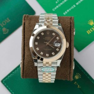 Rolex Datejust 126301-0004 Quadrante Cioccolato con Diamanti Bicolore Oro Rosa Lunetta Liscia Jubilee Miglior Replica 1:1 41mm Orologio
