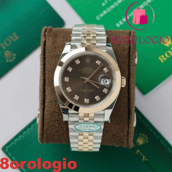 Rolex Datejust 126301-0004 Quadrante Cioccolato con Diamanti Bicolore Oro Rosa Lunetta Liscia Jubilee Miglior Replica 1:1 41mm Orologio - immagine 3
