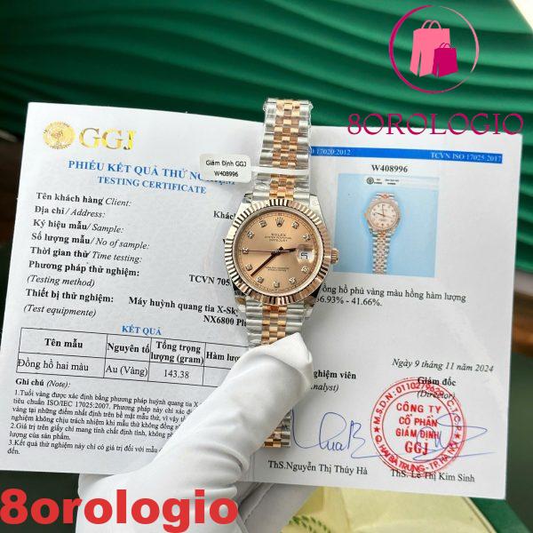 Rolex Datejust 126331 Quadrante Indici Diamanti Salmone 10K Oro Everose Avvolto Jubilee Migliore Replica 41mm Orologio - immagine 3
