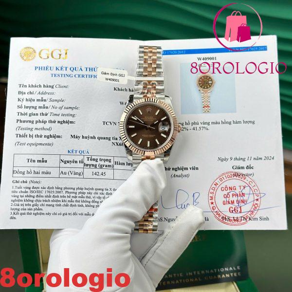 Replica Rolex Datejust 126331 Two Tone 10K Everose Gold Wrapped Chocolate Luminous Dial Jubilee Miglior Clone 41mm Orologio - immagine 3