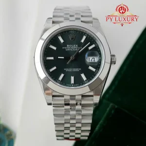 Rolex Datejust 126300 Quadrante Verde Menta Lunetta Liscia Bracciale Jubilee Migliore Replica VSF 41mm Orologio