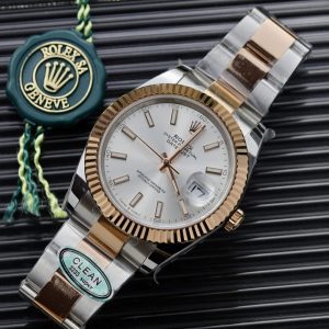 Rolex Datejust 126331 Two Tone Oro Rosa Quadrante Argento Oyster Replica Clean Factory 41mm Orologio