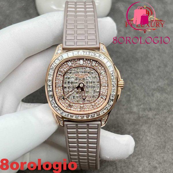 Patek Philippe Aquanaut 5062/450R-001 Replica in oro massiccio 18K con diamanti 38.8mm su misura Orologio