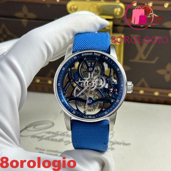 Audemars Piguet Code 11.59 Tourbillon Openworked 26600NB Cinturino in Tessuto Blu Elettrico 1:1 Migliore Replica APPF 41mm Orologio - immagine 4