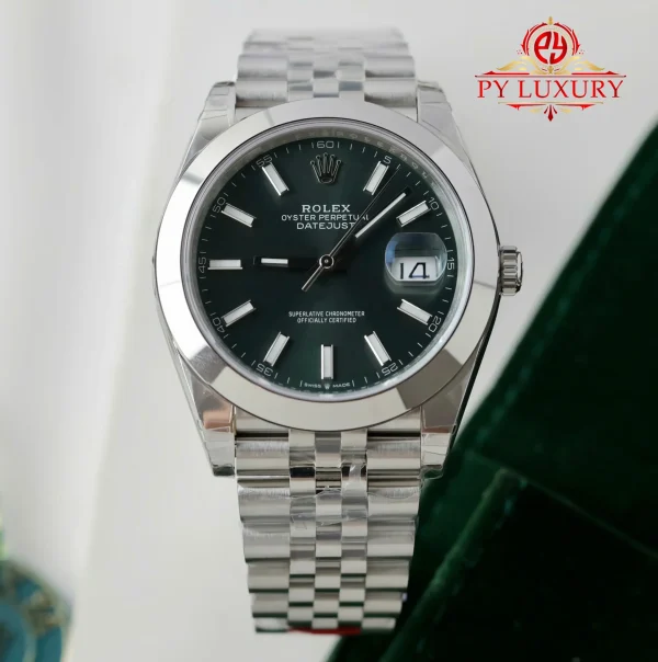 Rolex Datejust 126300 Quadrante Verde Menta Lunetta Liscia Bracciale Jubilee Migliore Replica VSF 41mm Orologio - immagine 4