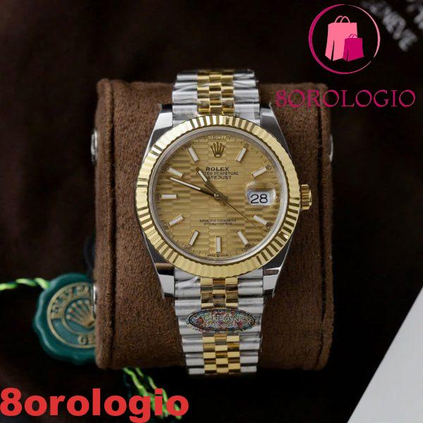 Rolex Datejust 126333 Due Toni Oro Giallo Quadrante Motivo Scanalato Jubilee Miglior Replica Clean Factory 41mm Orologio - immagine 4