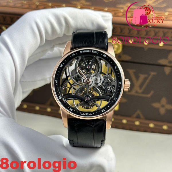 Audemars Piguet Code 11.59 Tourbillon Openworked 26600OR Oro Rosa Cinturino in Pelle 1:1 Migliore Replica APPF 41mm Orologio - immagine 5