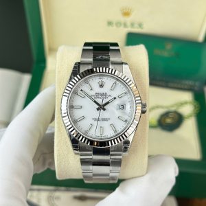 Replica Rolex Datejust 126334-0009 Quadrante Bianco Luminoso Bracciale Oyster VSF Migliore 41mm Orologio