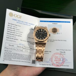 Audemars Piguet Royal Oak 15400OR Quadrante Nero Oro 18K Rivestito Migliore Replica Orologio ZF 41mm Orologio