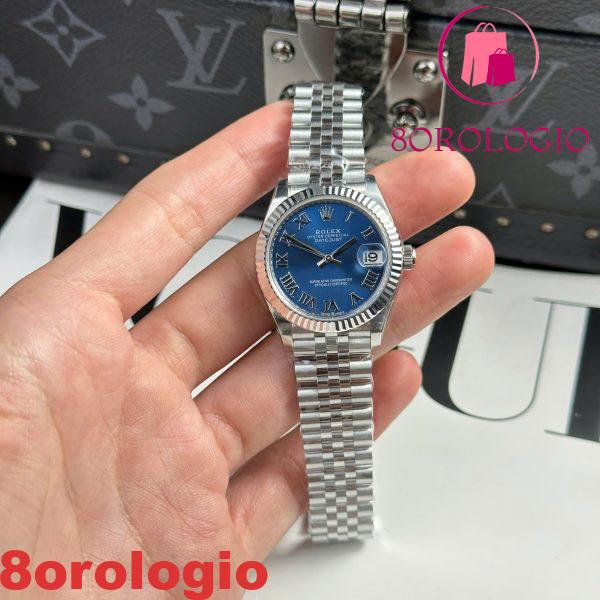 Rolex Datejust 278274 Quadrante Blu con Numeri Romani Ghiera Zigrinata Bracciale Jubilee Miglior Replica THB 31mm Orologio - immagine 7
