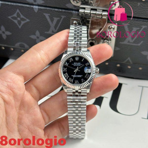Replica Rolex Datejust 278274-0002 Quadrante Nero Romano Lunetta Zigrinata Bracciale Jubilee Migliore THB 31mm Orologio - immagine 6