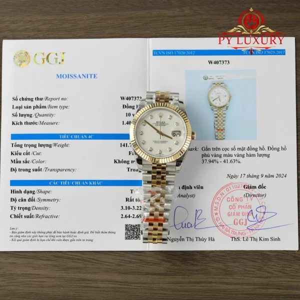 Replica migliore di Rolex Datejust 126333 due toni 10K oro giallo placcato quadrante bianco in madreperla bracciale Jubilee 41mm Orologio