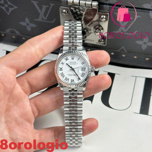Rolex Datejust 278274-0010 Quadrante Bianco Numeri Romani Ghiera Zigrinata Bracciale Jubilee Miglior Replica THB 31mm Orologio - immagine 6