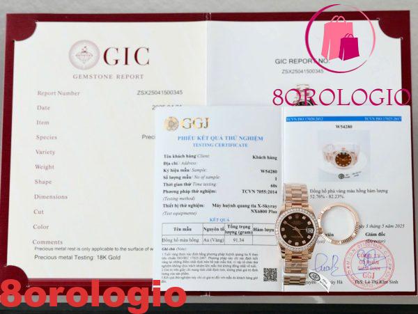 Replica migliore Rolex Datejust 278285RBR Quadrante con diamanti color cioccolato 18K Oro rosa con ghiera in moissanite 31mm Orologio