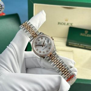 Replica Rolex Datejust 278381RBR-0016 Bicolore Oro Rosa Quadrante Argento Ghiera con Diamanti Jubilee 31mm Orologio