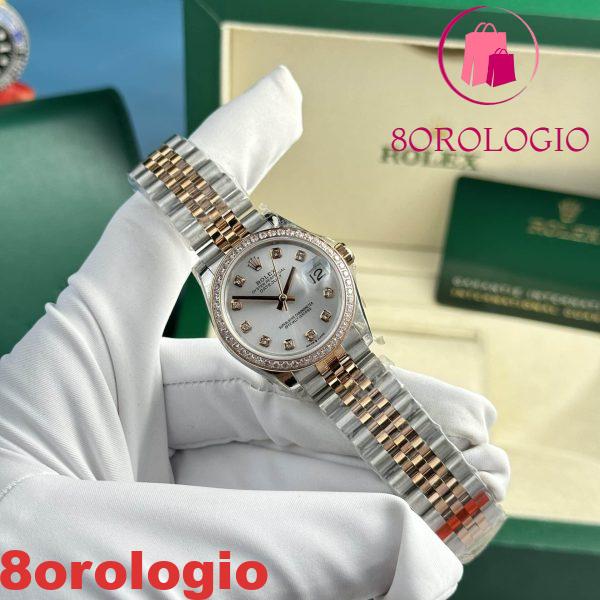 Replica Rolex Datejust 278381RBR-0016 Bicolore Oro Rosa Quadrante Argento Ghiera con Diamanti Jubilee 31mm Orologio