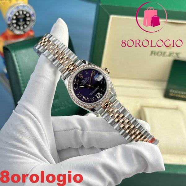 Replica Rolex Datejust 278381RBR-0020 Bicolore Quadrante Viola Romani Ghiera Diamanti Jubilee 31mm Orologio - immagine 3