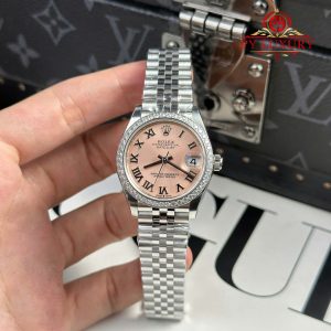 Replica Rolex Datejust 278384RBR Quadrante Romano Rosa Lunetta in Diamanti Bracciale Jubilee 31mm 1:1 Migliore THB Orologio