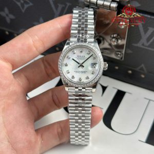 Replica migliore 1:1 Rolex Datejust 278384RBR Quadrante in Madreperla Bianca Lunetta con Diamanti Bracciale Jubilee 31mm THB Orologio