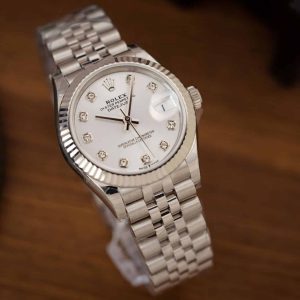 Replica Rolex Datejust 31mm quadrante bianco con diamanti cinturino Jubilee Orologio