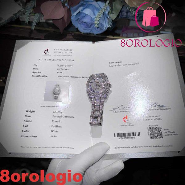 Replica Migliore Rolex Datejust 41mm Numeri Romani Blu Iced Out Moissanite Orologio