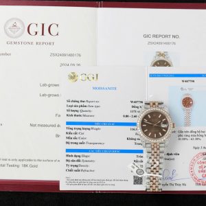 Rolex Datejust 41 Two Tone Quadrante Cioccolato 18K Placcato Oro Iced Out Moissanite Migliore Replica 41mm Orologio