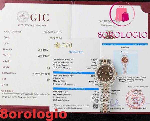 Rolex Datejust 41 Two Tone Quadrante Cioccolato 18K Placcato Oro Iced Out Moissanite Migliore Replica 41mm Orologio - immagine 7