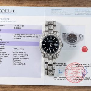 Rolex Datejust Quadrante Nero Luminoso Iced Out Moissanite Miglior Replica 41mm Orologio