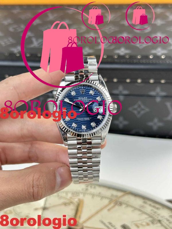 Rolex Datejust Quadrante Blu con Motivo Diamanti Jubilee Alta Qualità Replica 36mm Orologio