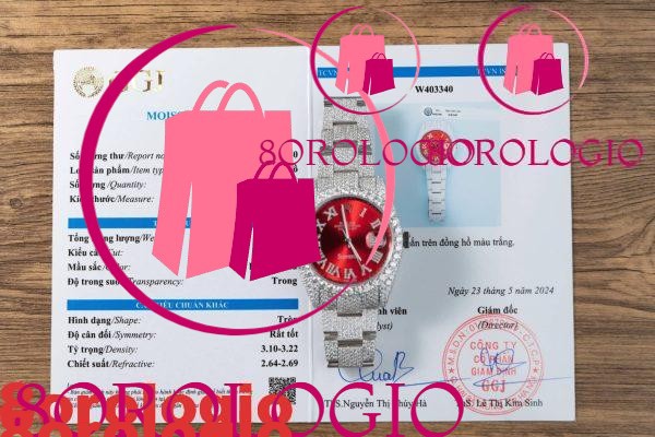 Replica Rolex Datejust Quadrante Romano Rosso Iced Out Moissanite Migliore 41mm Orologio