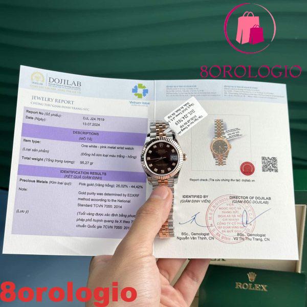 Rolex Datejust Due Tono 10K Oro Rosa Replica Quadrante Cioccolato con Diamanti Jubilee Super Clone 31mm Orologio - immagine 6