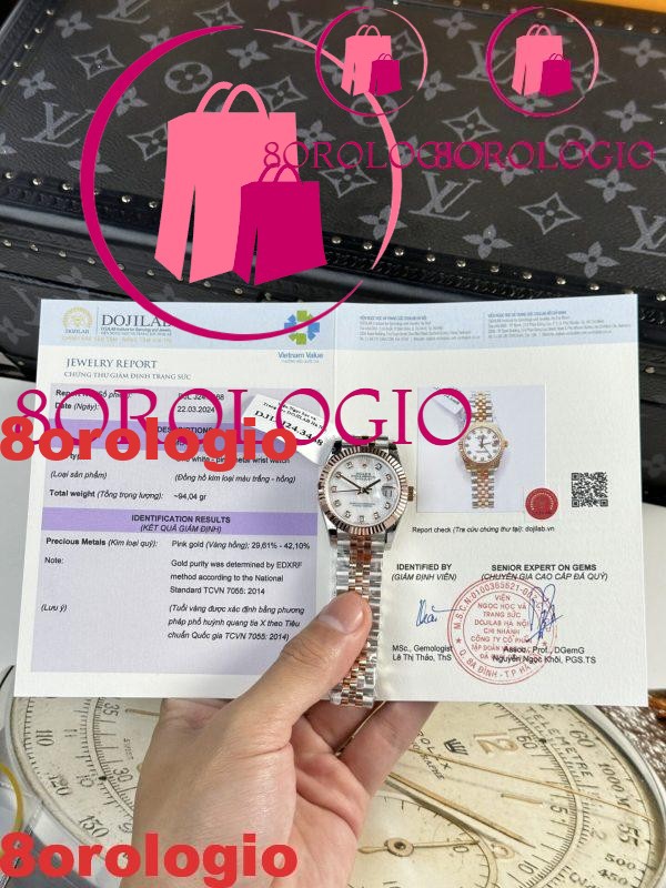 Rolex Datejust Two Tone 10K Rose Gold Replica Quadrante in Madreperla Bianca Jubilee 31mm Orologio