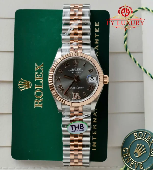 Replica Rolex Datejust 278271 Bicolore Oro Rosa Quadrante Ardese con Diamanti Cinturino Jubilee 1:1 Migliore THB 31mm Orologio